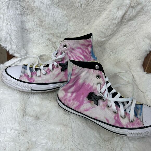 Converse Chuck Taylor High Top Sneakers Shoes Rainbow Tie Dye Size 8.5 - Picture 7 of 12
